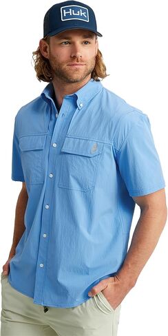 HUK Men's Back Draft Solid Short Sleeve Button, Vented Fishing Shirt in Saudi Arabia