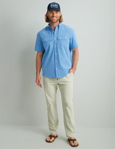 HUK Men's Back Draft Solid Short Sleeve Button, Vented Fishing Shirt in Saudi Arabia