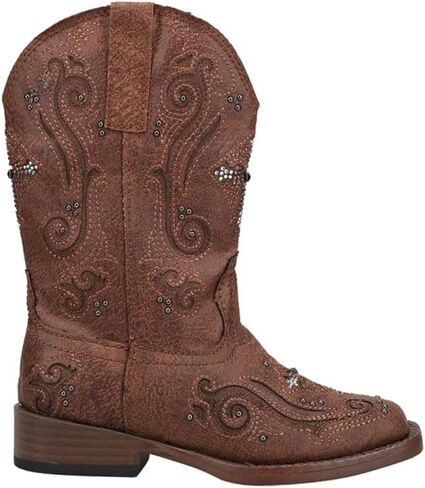 ROPER Toddler Girls Faith Rhinestone Inlay Square Toe Casual Boots Mid Calf - Brown in Saudi Arabia