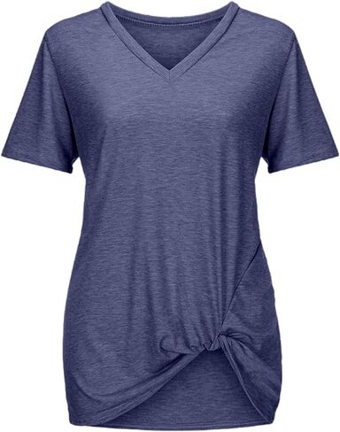 Womens 2025 Summer Tops V Neck Casual Front Blouses Short Sleeve Tshirts Loose Fit Tunic Tops Basic Women Shirt in Saudi Arabia