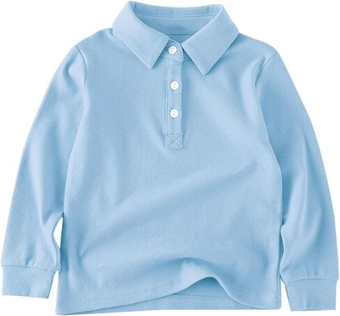 Toddler School Uniform Shirt Kids Girls Boys Solid Collar Button Down Pique Polo Shirts Baby Athletic Cotton Long Sleeve Tops in Saudi Arabia
