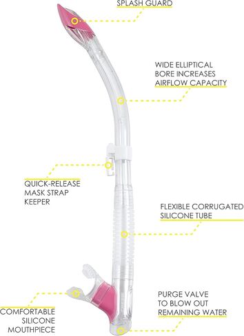 Cressi Adult Semi-Dry Snorkel for Scuba Diving, Snorkeling, and Freediving - Quick-Release Snorkel Keeper, Purge Valve - Tao: designed in Italy in Kuwait