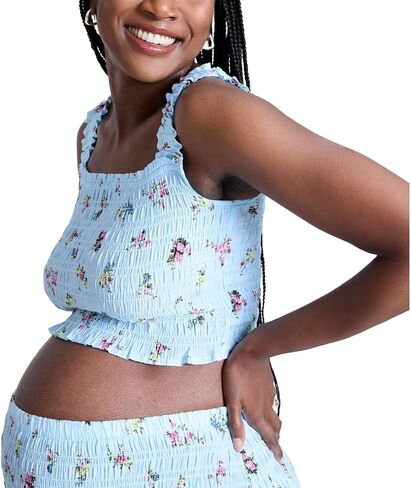 Motherhood Maternity Women's Smocked 2 Piece Crop Tank Top and High Waisted Pregnancy Maxi Skirt Set in Saudi Arabia