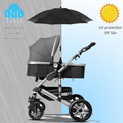 عربة الأطفال المظلة ، 33.5 بوصة مقطع عربة الأطفال ، 360 درجة حماية UV المظلة Paby Pram مع المشبك القابل للتعديل ، مظلة تظليل حماية من أشعة الشمس المقاومة للماء للدراجة العربة شاطئ الدراجة in Kuwait