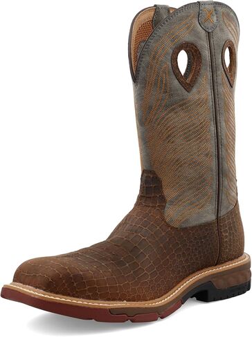 Men's 12" Western Work Boot - Casual Western Boots for Men, Brown & Grey, 10.5 EE in Saudi Arabia