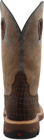 Men's 12" Western Work Boot - Casual Western Boots for Men, Brown & Grey, 10.5 EE in Saudi Arabia
