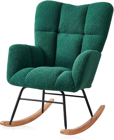 Kiztir Rocking Chair Nursery, High Backrest Teddy Glider Rocker Upholstered Rocker Recliner Modern Rocking Accent Chairs for Bedroom, Living Room, Offices (Pink) in Saudi Arabia