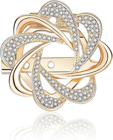 Scarf Ring Clip Rhinestones Golden Clothes Corner Knotted Button Brooch for Women in Saudi Arabia