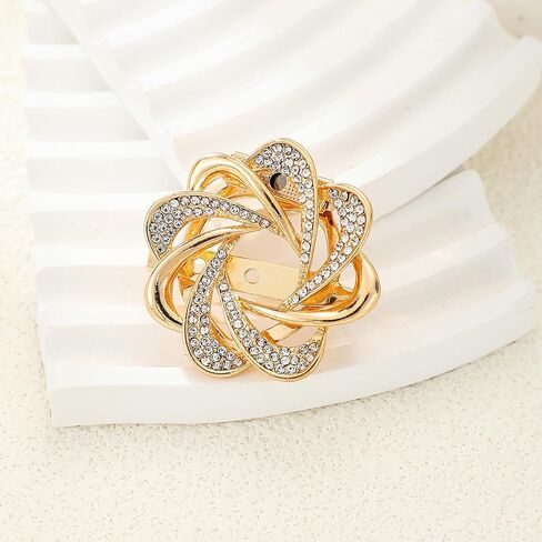 Scarf Ring Clip Rhinestones Golden Clothes Corner Knotted Button Brooch for Women in Saudi Arabia