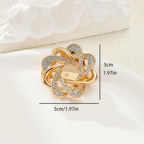 Scarf Ring Clip Rhinestones Golden Clothes Corner Knotted Button Brooch for Women in Saudi Arabia