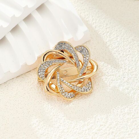 Scarf Ring Clip Rhinestones Golden Clothes Corner Knotted Button Brooch for Women in Saudi Arabia