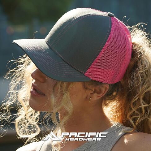 Pacific Headwear Standard Trucker Snapback Cap, Graphite in Saudi Arabia