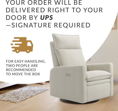 Arya Modern Nursery Chair Glider Recliner with 180° Swivel - Cozy Motorized Reclining Nursing Chair with USB Ports, Gentle Motion, Ergonomic Design, Canadian-Made (Ivory/Nubia Fabric) in Kuwait