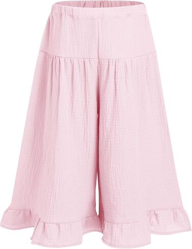 Iwemek Baby Girls Wide Palazzo Pants Ruffle Leggings Toddler Cotton Linen Pants مرنة الخصر in Saudi Arabia