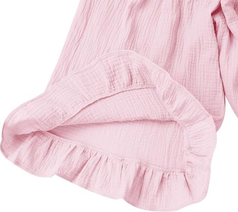 Iwemek Baby Girls Wide Palazzo Pants Ruffle Leggings Toddler Cotton Linen Pants مرنة الخصر in Saudi Arabia