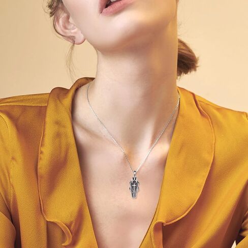 URONE Bat Necklace 925 Sterling Silver Black Bat Pendant Halloween Necklace Gothic Bat Jewelry Gift For Women Men in Saudi Arabia