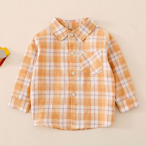 Toddler Kids Baby Boys Shirts Button Down Western Shirts Boys Outfit Toddler Plaid Shirts for Spring Boys Long Sleeve in Saudi Arabia