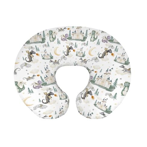 Baby Boy Girl Nursing Pillow Cover Dragon Tale Castle, Watercolor Green Moon Clouds Stars Tree Breastfeeding Pillowcase, Bottle Feeding Pillow Slipcover Cover Only White One Size in Saudi Arabia
