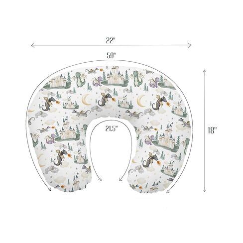 Baby Boy Girl Nursing Pillow Cover Dragon Tale Castle, Watercolor Green Moon Clouds Stars Tree Breastfeeding Pillowcase, Bottle Feeding Pillow Slipcover Cover Only White One Size in Saudi Arabia