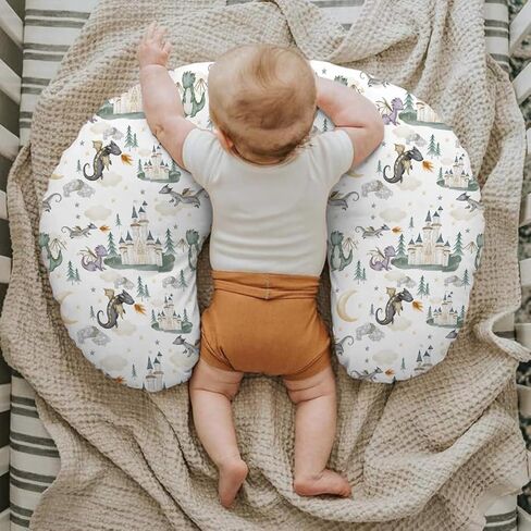 Baby Boy Girl Nursing Pillow Cover Dragon Tale Castle, Watercolor Green Moon Clouds Stars Tree Breastfeeding Pillowcase, Bottle Feeding Pillow Slipcover Cover Only White One Size in Saudi Arabia