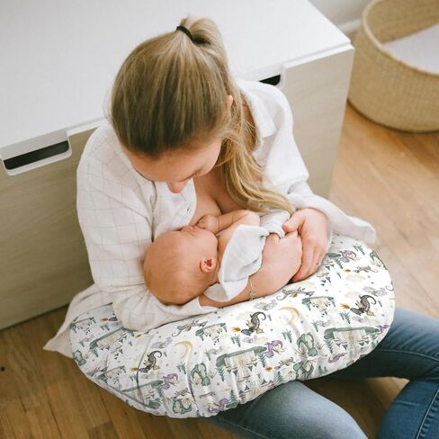 Baby Boy Girl Nursing Pillow Cover Dragon Tale Castle, Watercolor Green Moon Clouds Stars Tree Breastfeeding Pillowcase, Bottle Feeding Pillow Slipcover Cover Only White One Size in Saudi Arabia
