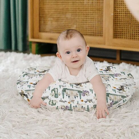 Baby Boy Girl Nursing Pillow Cover Dragon Tale Castle, Watercolor Green Moon Clouds Stars Tree Breastfeeding Pillowcase, Bottle Feeding Pillow Slipcover Cover Only White One Size in Saudi Arabia