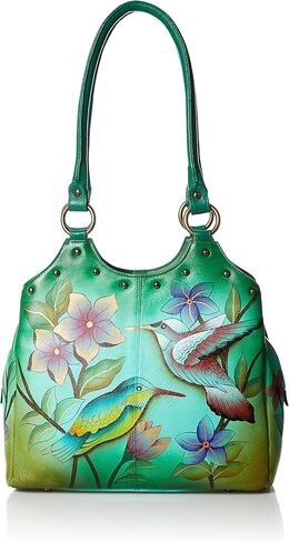 Anna by Anuschka Handpainted Leather Triple Compartment Medium Satchel, Tropical Flamingo in Saudi Arabia