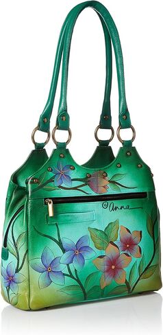 Anna by Anuschka Handpainted Leather Triple Compartment Medium Satchel, Tropical Flamingo in Saudi Arabia
