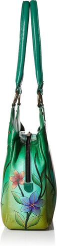 Anna by Anuschka Handpainted Leather Triple Compartment Medium Satchel, Tropical Flamingo in Saudi Arabia