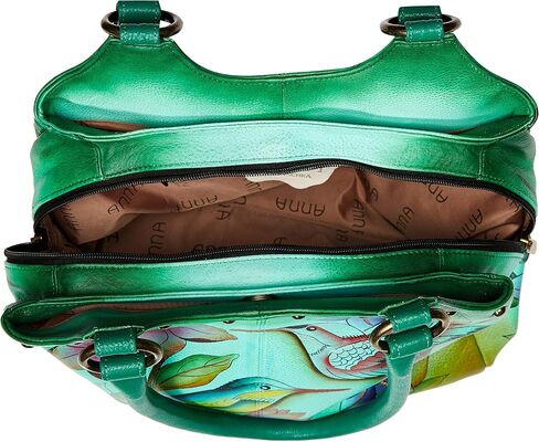 Anna by Anuschka Handpainted Leather Triple Compartment Medium Satchel, Tropical Flamingo in Saudi Arabia