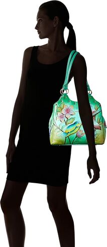 Anna by Anuschka Handpainted Leather Triple Compartment Medium Satchel, Tropical Flamingo in Saudi Arabia