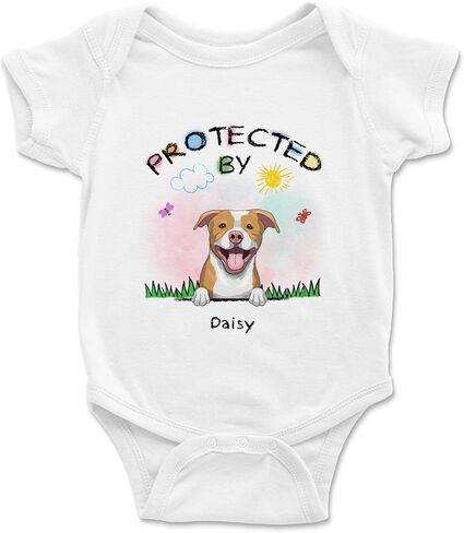 Gossby Custom Onesie Bodysuit for Baby Girl Boy - Personalized Gift Baby Clothes with Dog Design - 0-24 Months - 4 Colors in Kuwait
