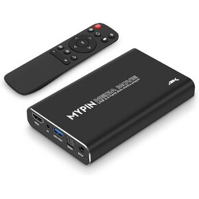 4K@30hz USB3.0 HDMI Media Player Support 2.5" SATA HDD with HDMI/AV/Optical Output, Portable H.265 MP4 Player for Videos/Music/Photos from USB Drive/SD Card/4 GB Internal or Up to 8TB External HDD