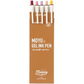 Natami Gel Ink Retractable Pens Vintage Colorful 0.5mm Fine Point Extra Smooth No Smear Smudge Refillable Clickable Series MOYU (Warm Color Set (5 units per set) in Saudi Arabia