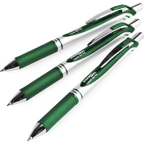 Pentel EnerGel RTX Retractable Liquid Gel Pen, (0.7mm) Medium line, Forest Green Ink, 3 Pack