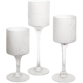 Koyal Wholesale Tall Candle Holder Set of 3 Floating Candle Vases, Long Stem Candle Holders, Blush Pink Glass Floating Candle Holders, Tall Candle Holders for Table Centerpiece, Tall Tealight Candle