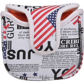 Golf Builder USA Stars and Stripes Newspaper Print Golf Club Head Cover for Driver, Fairway Wood, Hybrid, Square Mallet Putters, Blade Putters