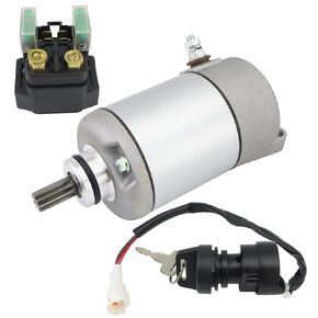 Starter w/Relay & Ignition Switch for Yamaha Grizzly 350 2007-2014, Bruin 350 2004-2006, Wolverine 350 2006-2009, 3HE-81890-00-00 3HE-81800-00-00 18757, Bruin Wolverine Grizzly 350 Starter