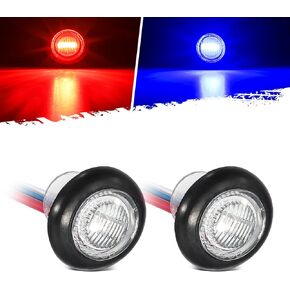 Partsam 2Pcs 3/4" Round LED Marker Light Amber to Blue Auxiliary Light Dual Revolution Side Marker Clearance Light Turn Signal Indicators Grommet Bullet Light for Trailer Truck Camper RV