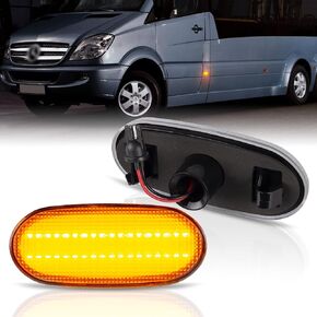 2 Pack LED Side Marker Turn Signal Side Marker Light Assembly Kit for 2006-2018 VW C-rafter | 2006-2018 Mercedes Sprinter W906 Side Turn Signal Lamps（Clear Len）