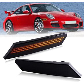 LED Side Marker Lights LED Bumper Sequential Lamp Smoked Lens for 1997-2004 Porsche 911 996 986