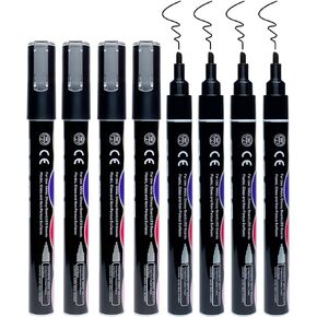 Wet Erase Chalk Markers Black 8 Pack 1-3mm, for Dry Erase Board, Whiteboards, Acrylic Glass Board, Fridge, Car Windows Washable, Chisel & Bullet Fine Tip, Business Office School Supplies