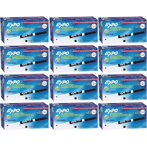 Expo 86001 Low Odor Dry Erase Marker, Black, 12 Packs of 12 Markers, 144 Total