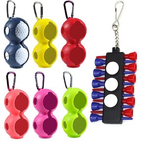 Golf Ball Holder, Pack of 6 Golf Tee Holder Kit with Clips Golf Accessories Gift Attachable to Golf Bags