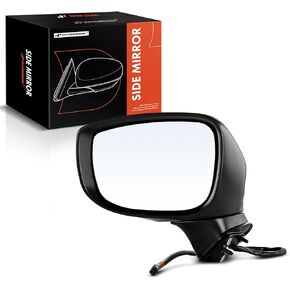 A-Premium Passenger Side Power Door Mirror - Compatible with Mazda CX-5 CX5 2017-2022 - Non-Heated, Manual Folding White, Outside Rear View Mirror w/Turn Signal and Blind Spot Detection