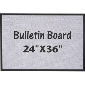 Bulletin Board 24 x 36 Inch, Notice Pin Cork Board with Grey Canvas Wall Mounted, Memo Photo Picture Hanging Corkboard Message Vision Board for Home Office School