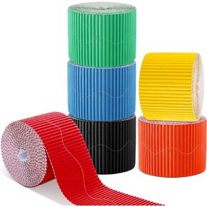 Harloon 6 Pcs 300ft Bulletin Board Borders Bulk Classroom Scalloped Borders Poster Cork Bulletin Board Trim Decor for 100 Day of School Teacher Students Supplies, 6 Colors