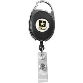 US Army Retractable Badge Holder with Carabiner Clip