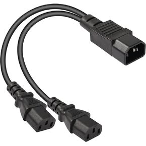 CERRXIAN 1FT IEC 320 C14 to Dual C13 Power Cable,C14 Male to 2X C13 Female Y Splitter AC Conversion Cable,Suitable for Computer,Projector, Scanner,Printer,Etc(c14-c13/c13)