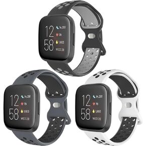 SKYLET Compatible with Fitbit Versa Bands/Fitbit Versa 2 Bands/Fitbit Versa Lite/Versa Special Edition Bands for Men Women, Sport Breathable Silicone Replacement Band for Versa 2 Smart Watch Women